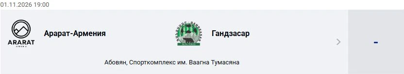 Арарат-Армения — Гандзасар: Премьер-лига Армении