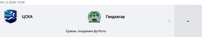 ЦСКА — Гандзасар: Премьер-лига Армении