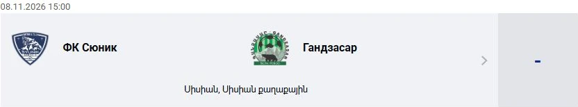 ФК Сюник — Гандзасар: Премьер-лига Армении