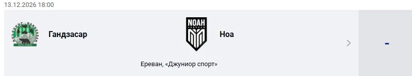 Гандзасар — Ноа: Премьер-лига Армении