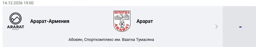 Арарат-Армения — Арарат: Премьер-лига Армении
